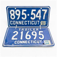 2 1964 Connecticut License Plates