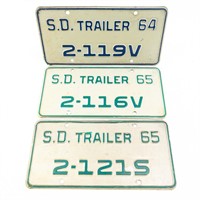 3 South Dakota Unissued Trailer Plates 1964-1965