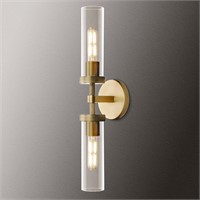 2-Light Brass Knurled Wall Sconces  Glass Sconces