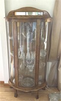 Curved Glass Curio Cabinet (Dishware Not Included)