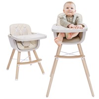 Mallify 3-in-1 Convertible Wooden High Chair