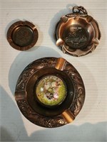 3 copper ashtrays
