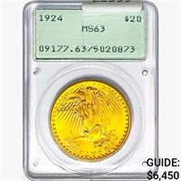 1924 $20 Gold Double Eagle PCGS MS63