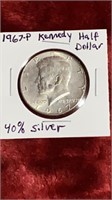 1967P Kennedy Half Dollar 40% Silver Coin