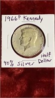 1966P Kennedy Half Dollar 40% Silver Coin