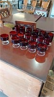 17pcs ruby red glassware