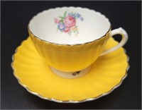 Coalport Yellow Teacup & Saucer