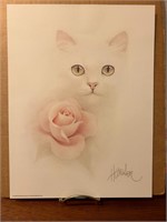 Beautiful White Cat Lithograph