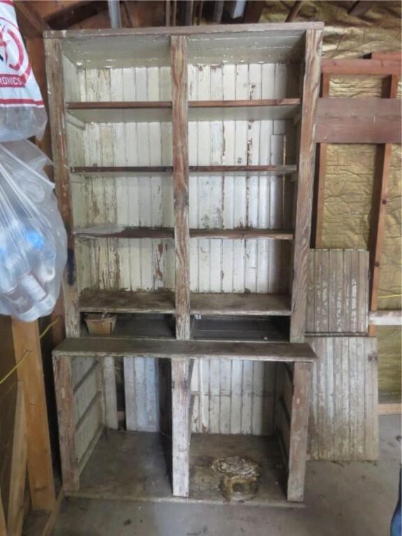 EARLY STEPBACK PRIMITIVE CABINET WITH DOORS -