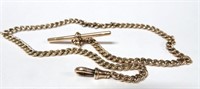 9ct. gold watch chain, 14" long, 21 gms
