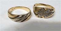 2 10k gold rings set with diamonds, 10 gms