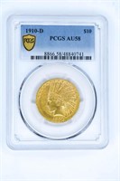 1910 D$10 Gold Piece AU58