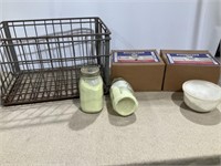Metal milk crate, sulfur, oxalic acid wood bleach