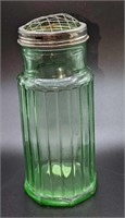 Lime Glass Depression Era Style Vase With Metal To
