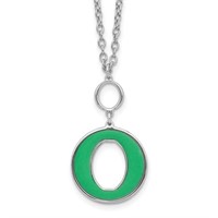 Sterling Silver Green Enamel Circle Necklace