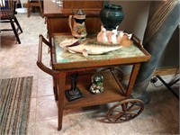 Wood Serving Cart, Musical Stein, Fish, Cat