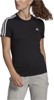 adidas Womens Essentials Slim 3-Stripes Tee Medium