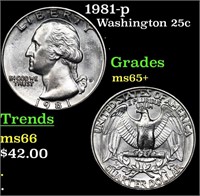 1981-p Washington Quarter 25c Grades GEM+ Unc