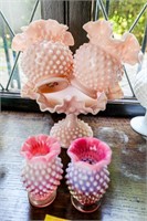 (5) Pieces of Hobnail Fenton - (2) Cranberry & (3