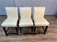 3pc Crate & Barrel Lowe Ivory Counter Stools