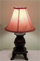 1950's DEENA Ceramic Potbelly Stove Lamp w/ Red