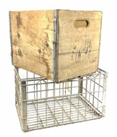 (2pc) Borden Wire Crate & 7up Los Angeles Crate