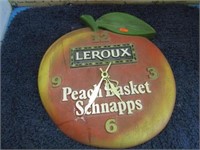 LEROUX PEACH BASKET SCHNAPPS CLOCK