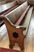 WOODEN CHURCH PEW w/KNEELER, 13'L X 34"H X 20"D