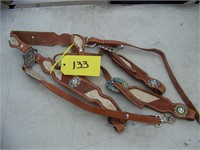 J Bar M Leather Bling Headstall, Breast Collar