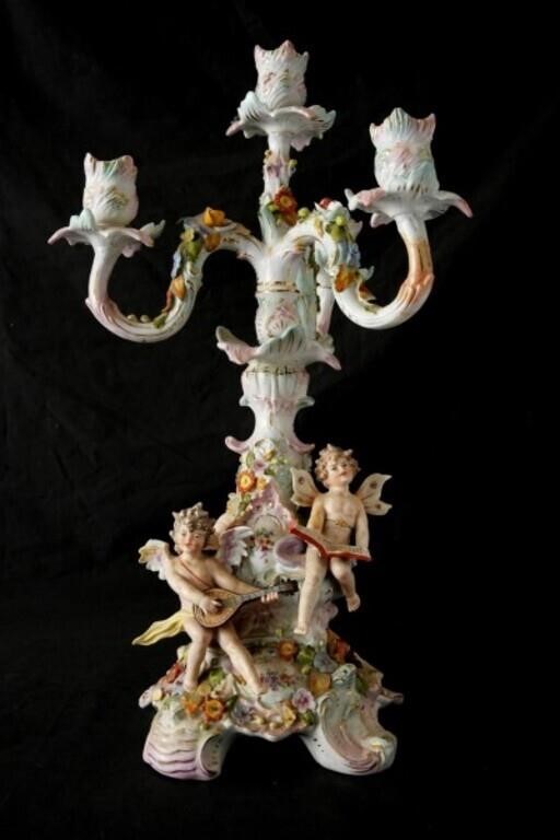 Dresden  Porcelain candlestick w cherubs