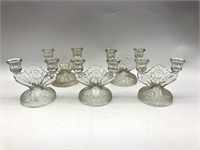 Vintage Clear Glass Dual/Double Arm Candleholder