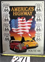 Metal Route 66 America's Highway Sign