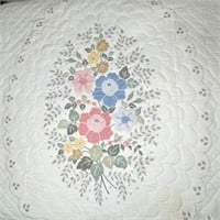 Vintage Hand Quilted Cross Stitch Quilt 96x100