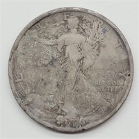 1917 S WALKING LIBERTY HALF DOLLAR M M ON REVERSE