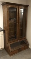 Triple Glass Door Oak Gun Cabinet