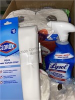 Mixed lot includes toilet paper, shower liner,