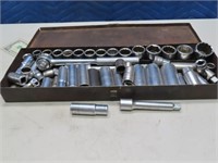 Large USA 1/2"drive Socket Set in metal case