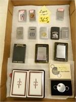(11) Zippo Lighters, Zippo Playing Cards & Key