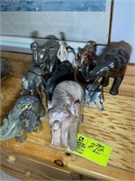 Group of small Elephant statues, total of 9