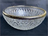 English Crystal Bowl With Silverplate Rim