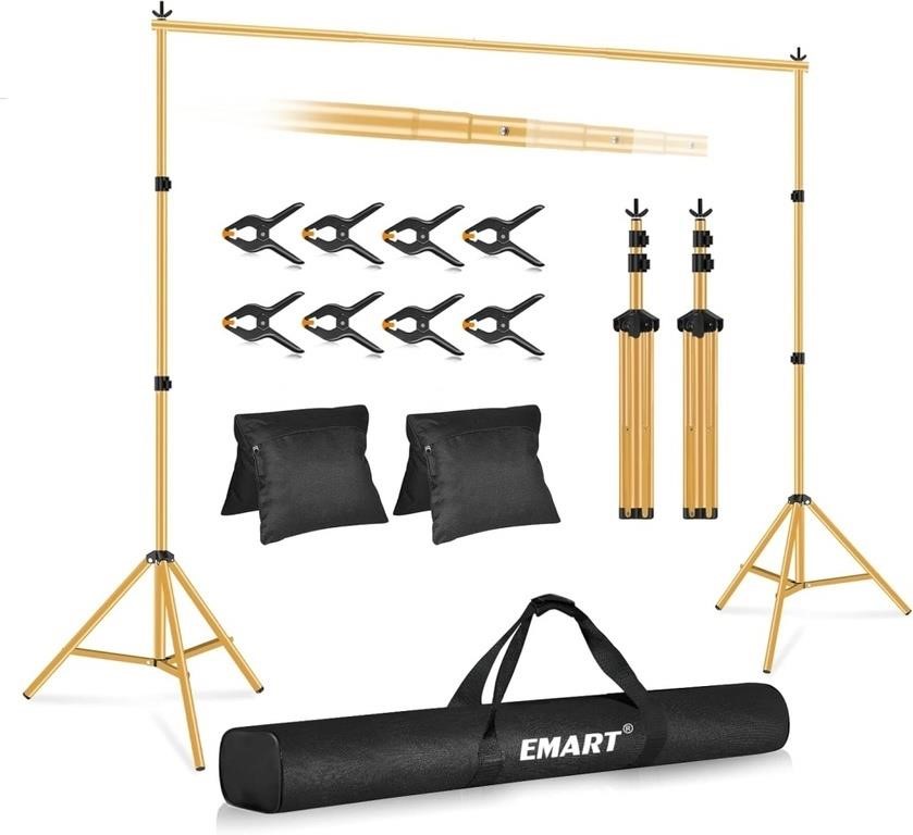 Emart Backdrop Stand - Gold - 10x7Ft Adjustable