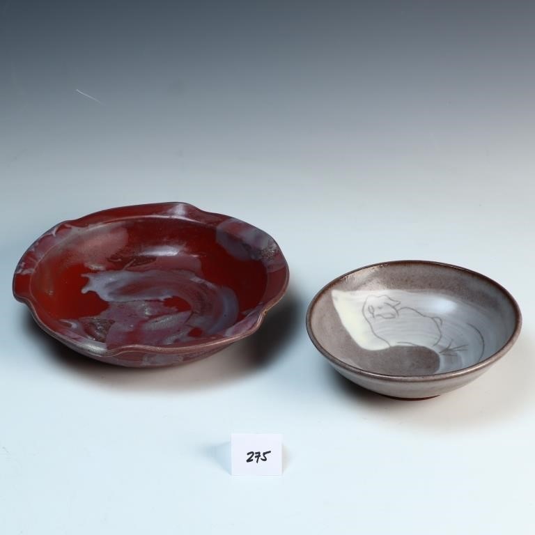 Two Pieces of Studio Pottery bowls marked