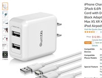 iPhone Charger MFi Certified, Quntis 2Pack 6.6ft L