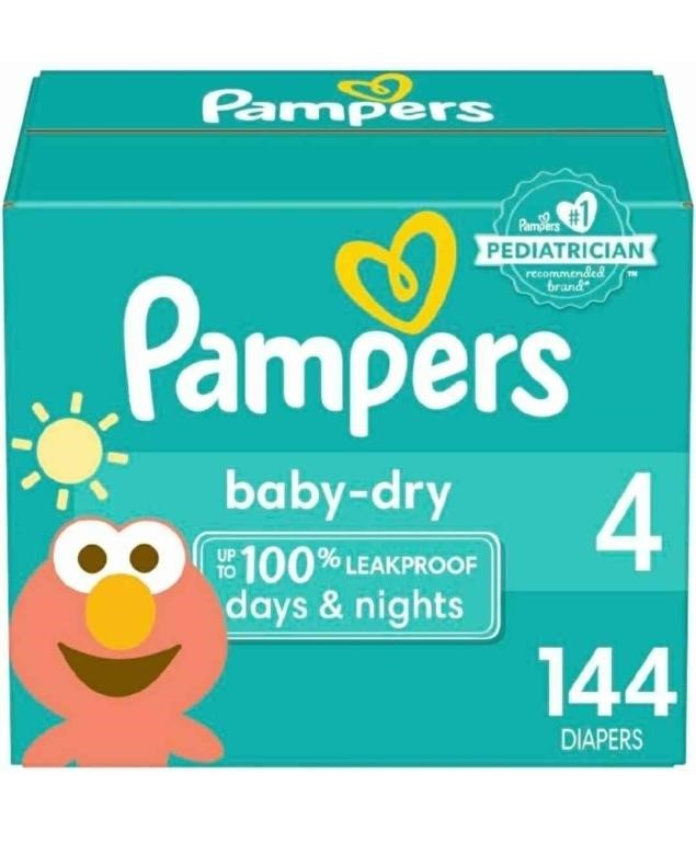 (N) Pampers baby dry size 4, 144 diapers