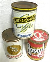 Lot of 3 Vintage Coffee Cans