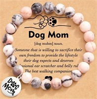 Dog Mom pale pink stretch beaded bracelet gift