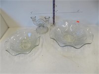 2 - Iris bowls, 12" dia, cracked, handle stick