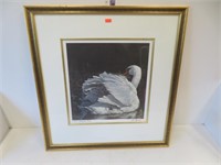 Swan print, A. Barnard, 36/50, artist proof, 20"