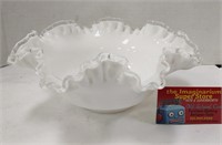 White milkglass ruffled bowl