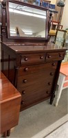 Mahogany High Chest Of Drawers (W/ Mirror)